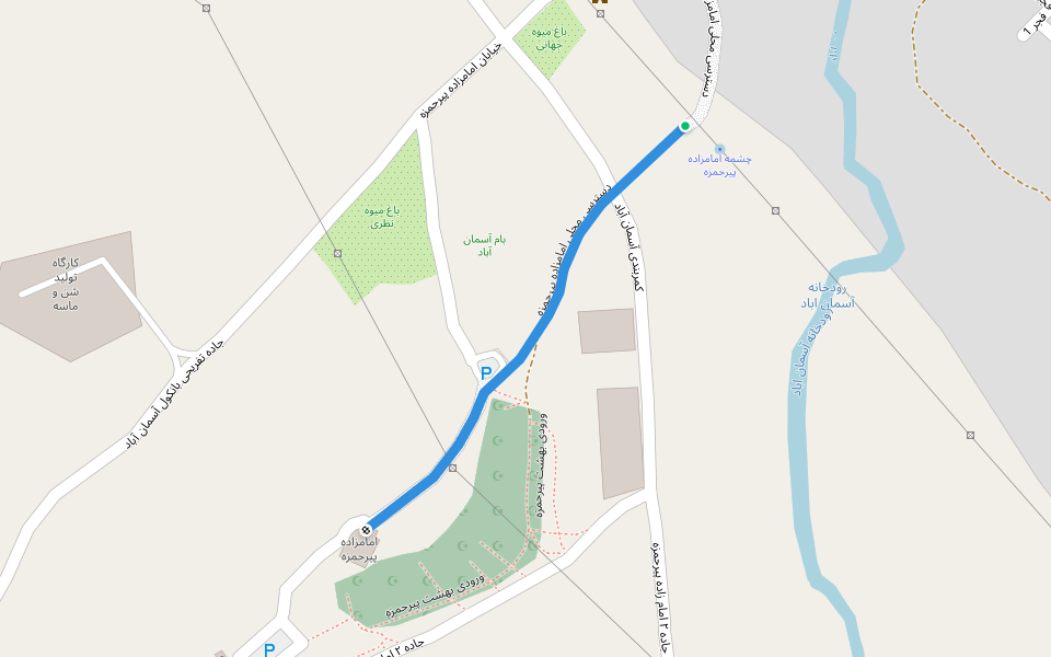 دسترسی محلی امامزاده پیرحمزه walking route map in Ilam