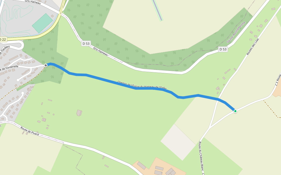 Chemin de l'Église du Hameau de l'Enfer walking route map in Sainte-Austreberthe