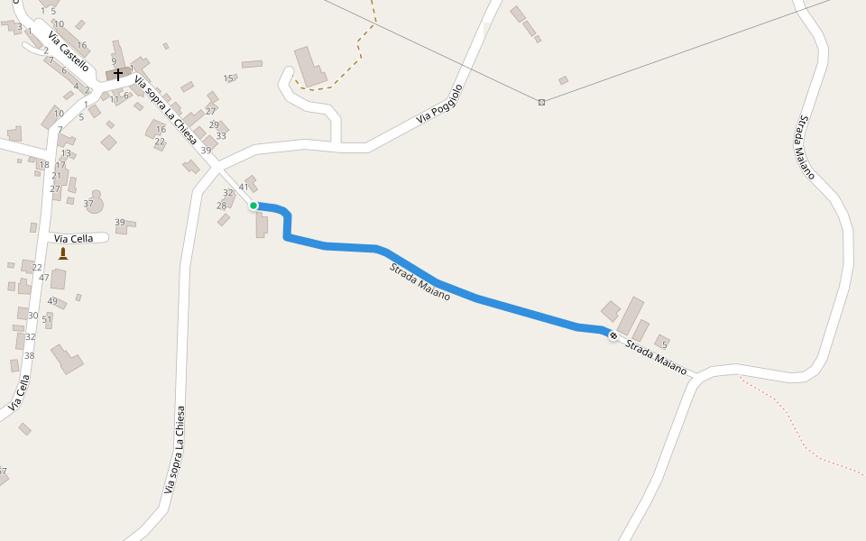 Strada Maiano walking route map in San Donato