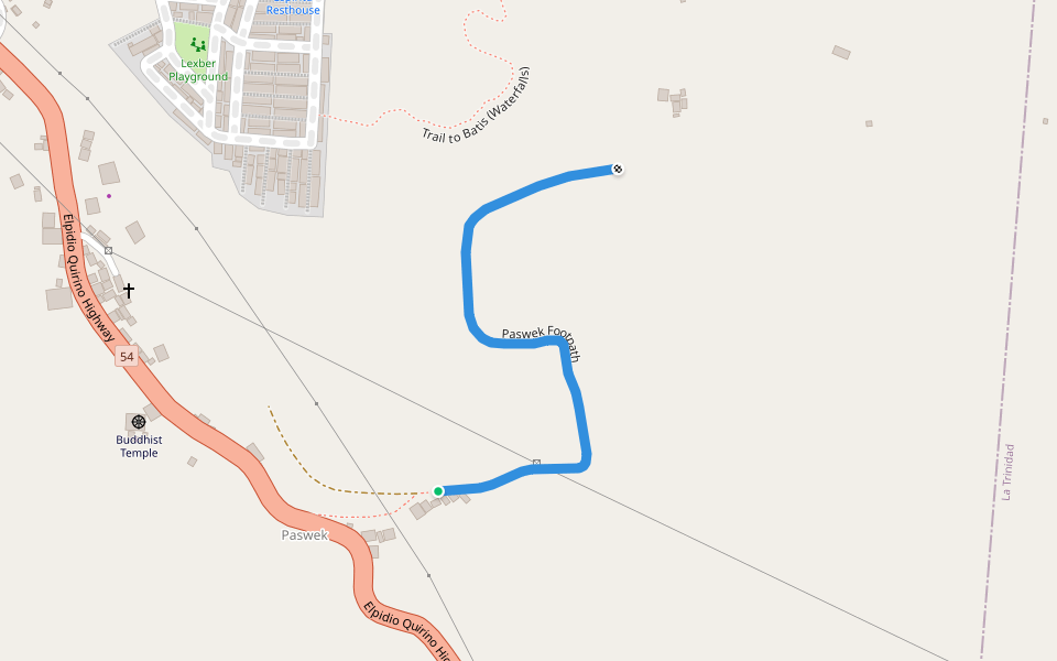 Paswek Footpath walking route map in Sablan