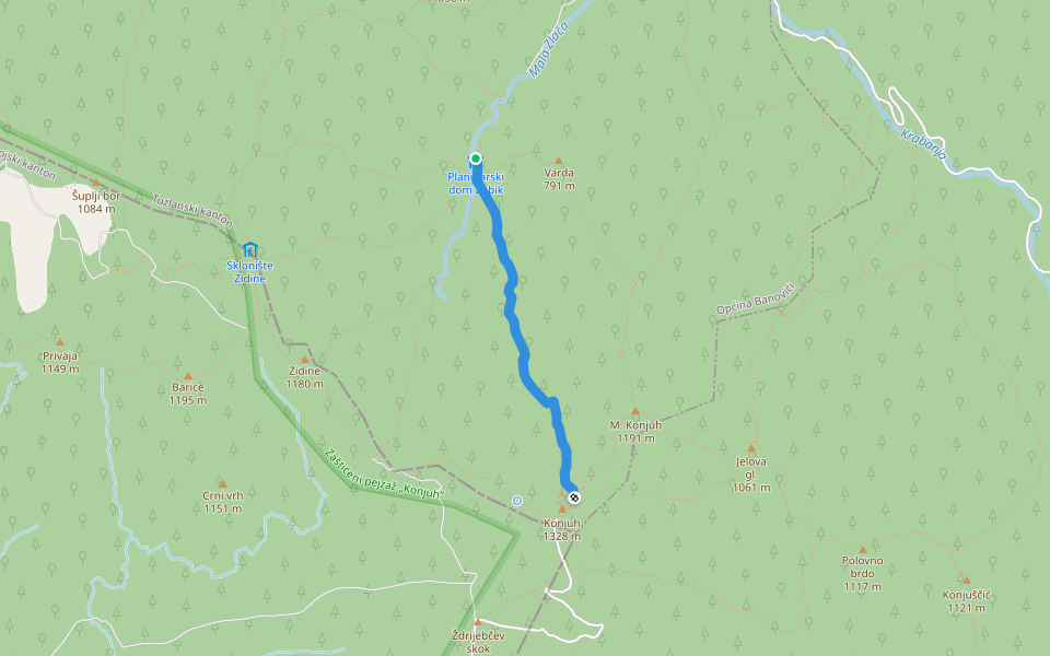 Kardeljevka walking route map in Višća Gornja