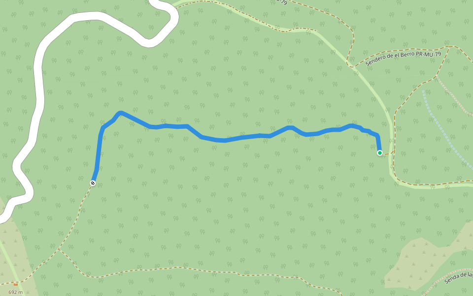 Sendero de el Berro PR-MU-79 walking route map in Alhama de Murcia