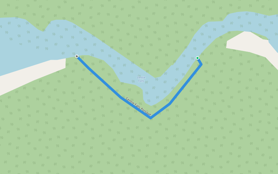 Centre Falls Portage walking route map in Capreol