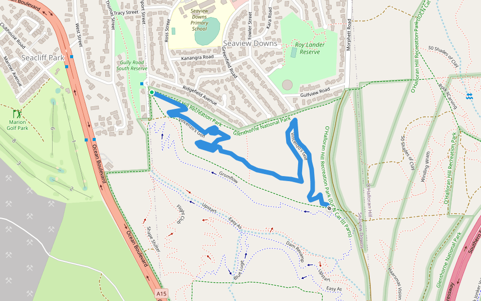 Vincenzo's Golf walking route map in Seacliff Park