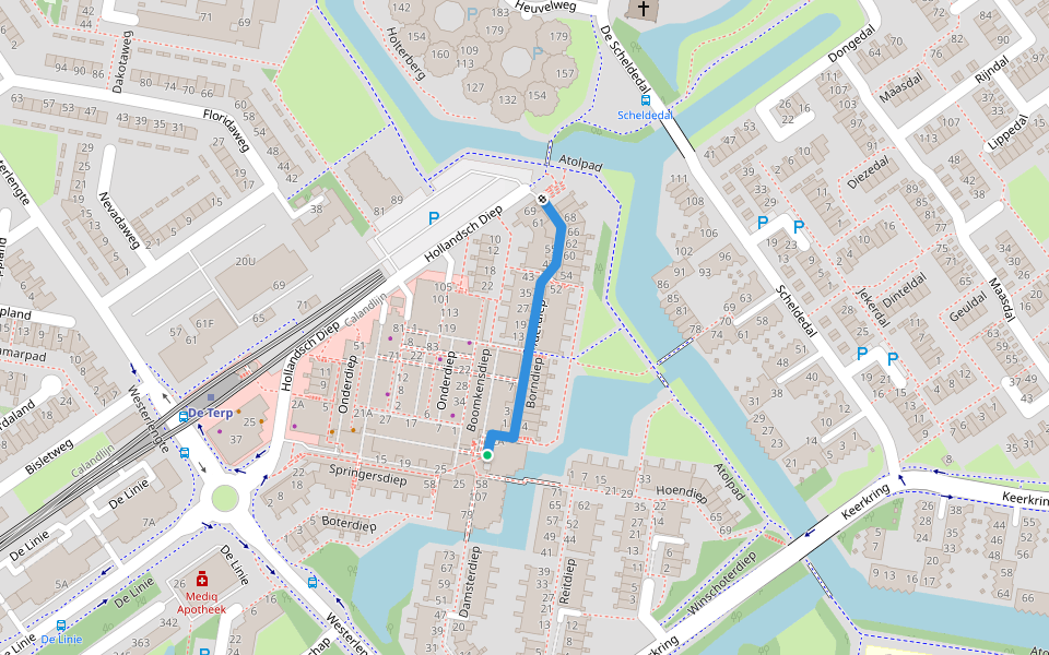 Borndiep walking route map in Capelle aan den IJssel