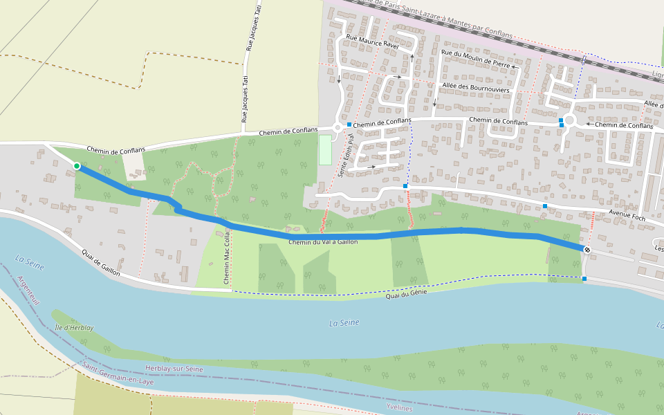 Chemin du Val à Gaillon walking route map in Herblay-sur-Seine