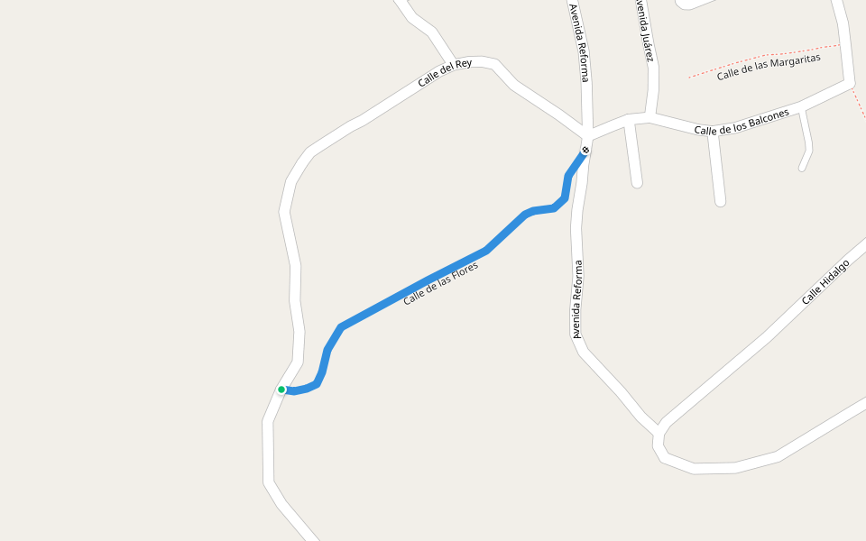 Calle de las Flores walking route map in Santiago Zoochila