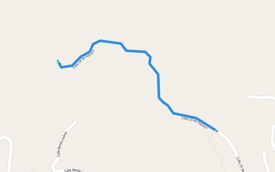 Calle 24 de Febrero walking route map in San Bartolomé Zoogocho