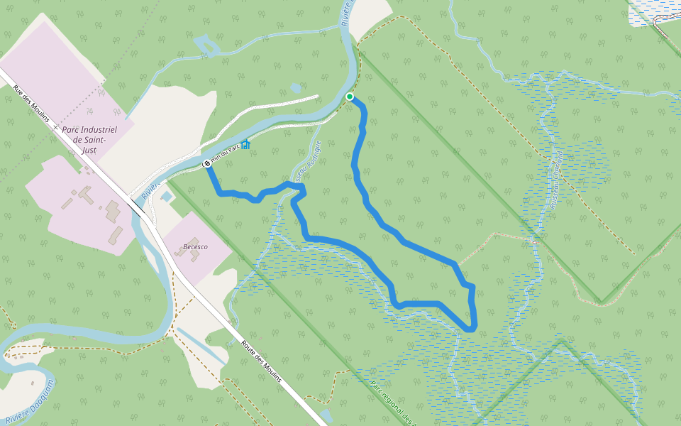 Sentier Le Trappeur (15) walking route map in Saint-Just-de-Bretenières