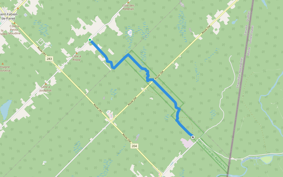 Sentier Le Petit-Maine (18) walking route map in Saint-Fabien-de-Panet