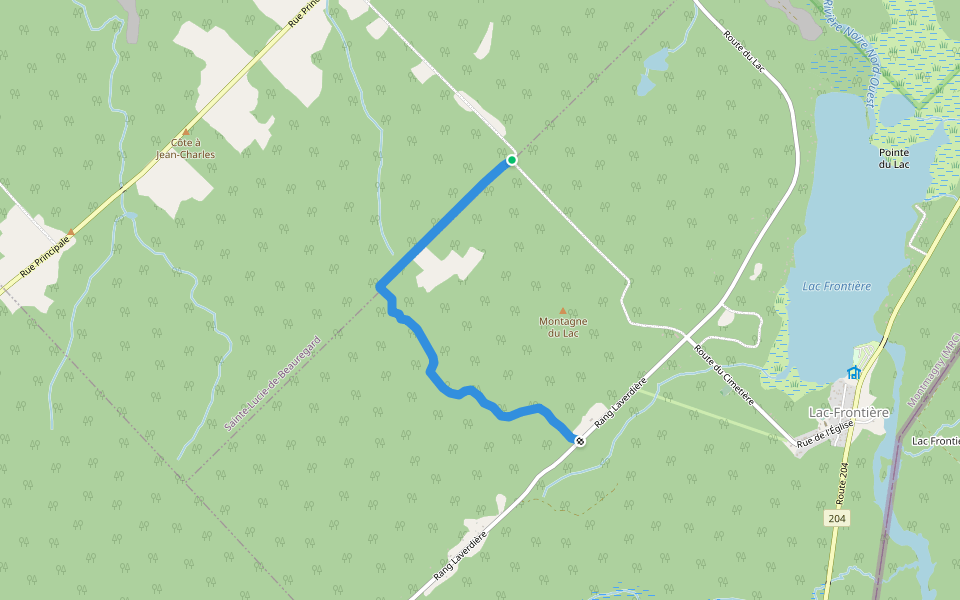 Sentier de la Montagne du Lac walking route map in Lac-Frontière