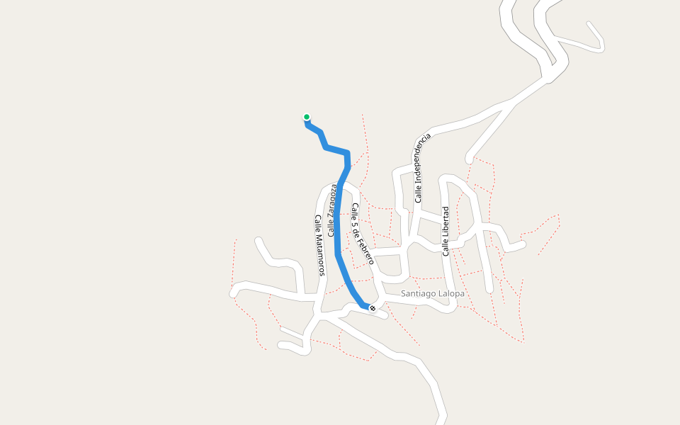 Calle Zaragoza walking route map in Santiago Lalopa