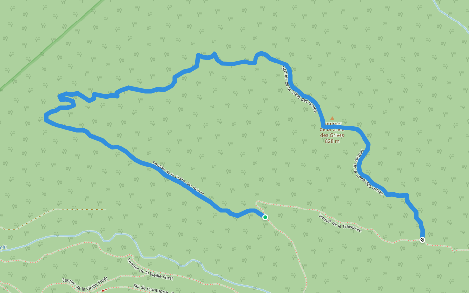 Sentier de la Crête des Grives walking route map in Saint-Philémon