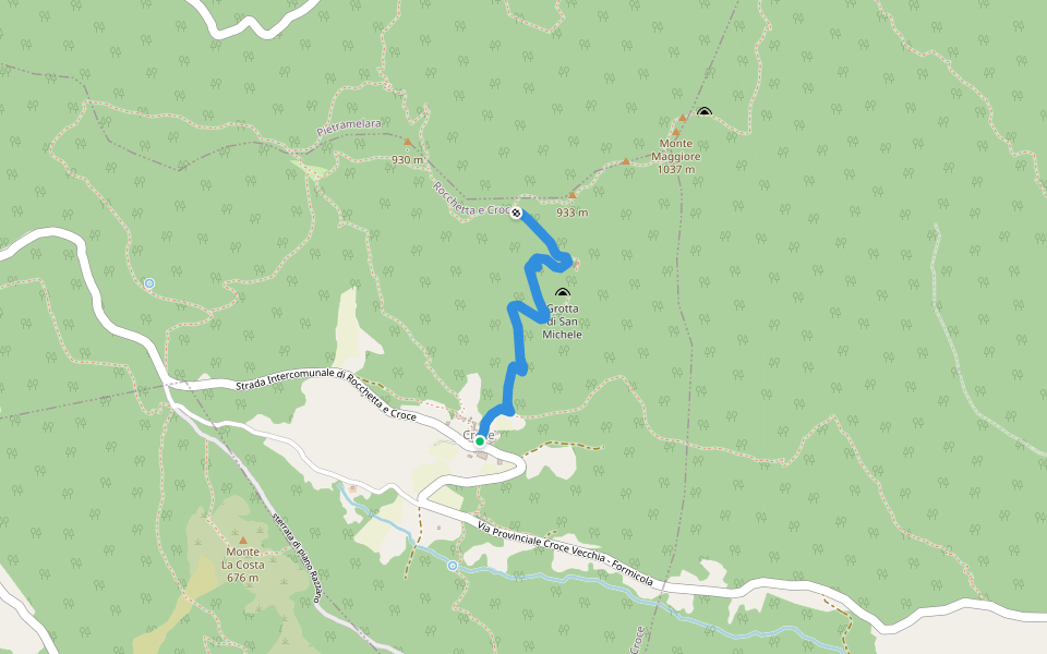 sentiero Croce - santuario di San Salvatore - pizzo San Salvatore walking route map in Croce