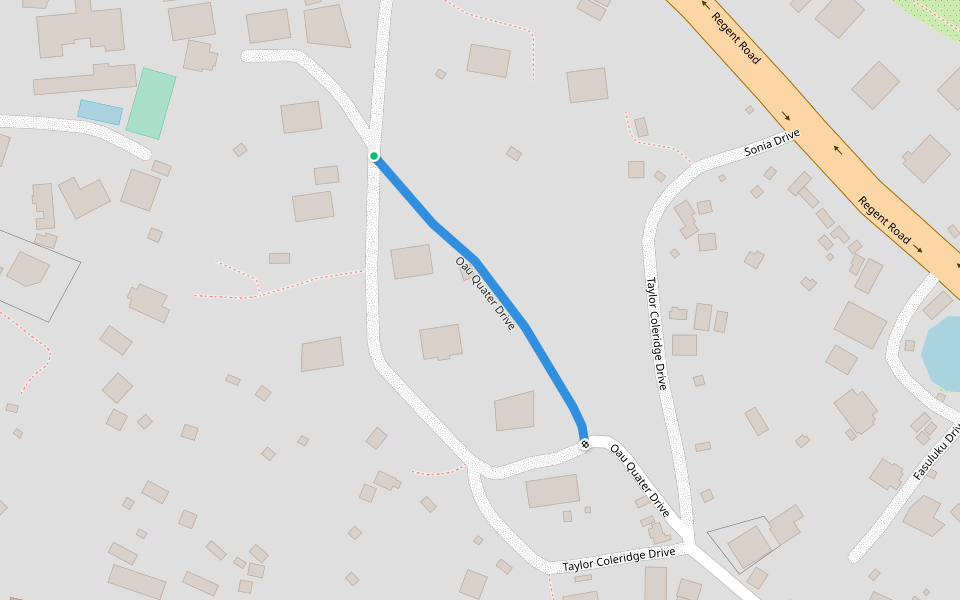 Oau Quater Drive walking route map in Freetown
