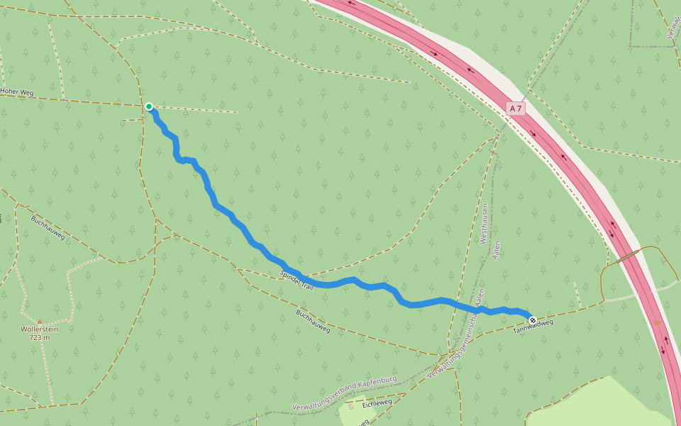 Spindel-Trail walking route map in Westhausen