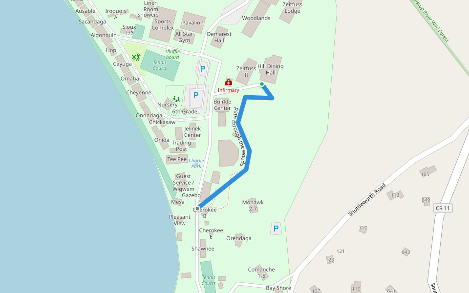 path through the woods walking route map in Speculator