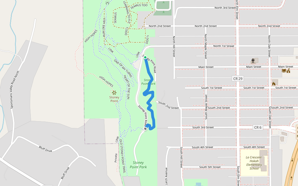 Empty Spaces walking route map in La Crescent