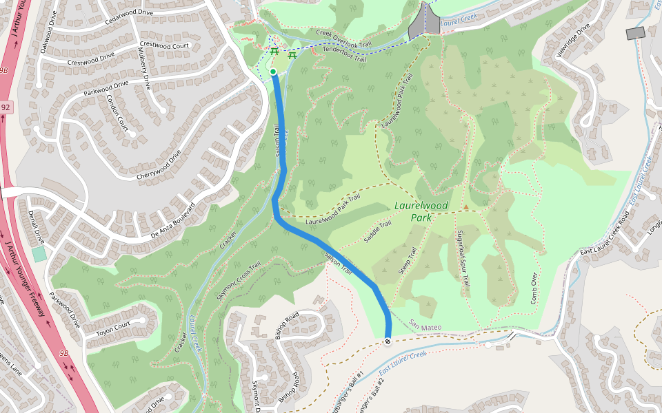 Salson Trail walking route map in San Mateo