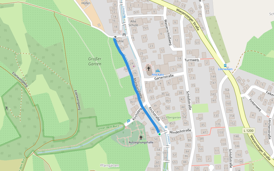 Mühlkanalweg walking route map in Neidlingen