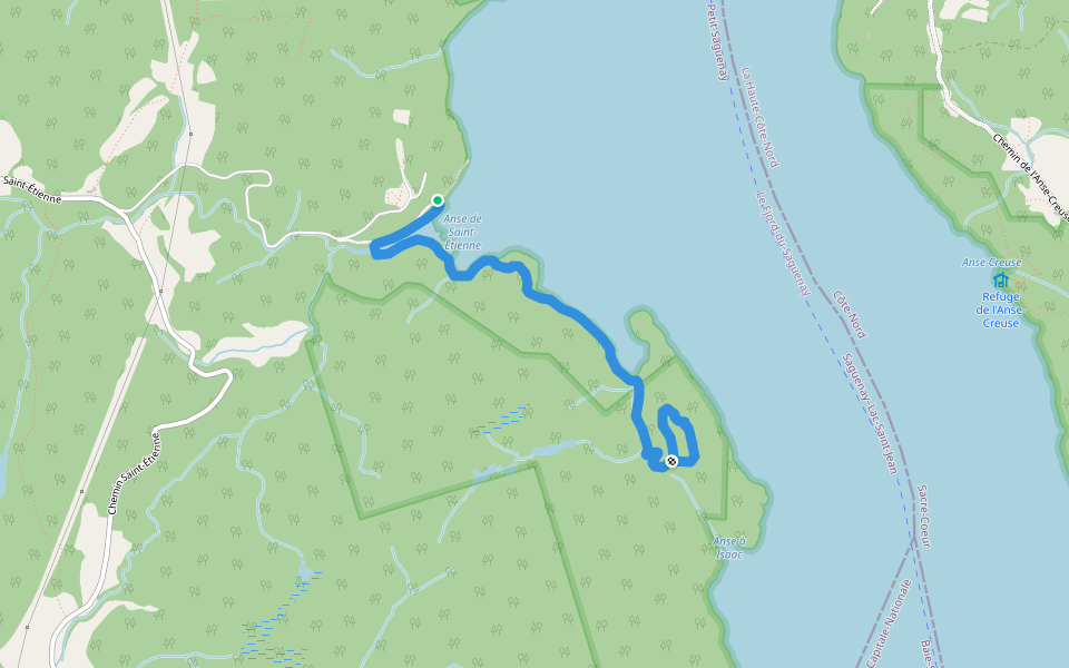 Sentier de la Pinède walking route map in Petit-Saguenay