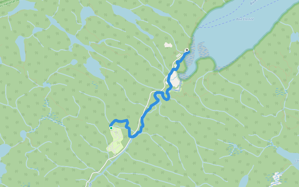 Sentier de la Rivière walking route map in Rivière-Éternité