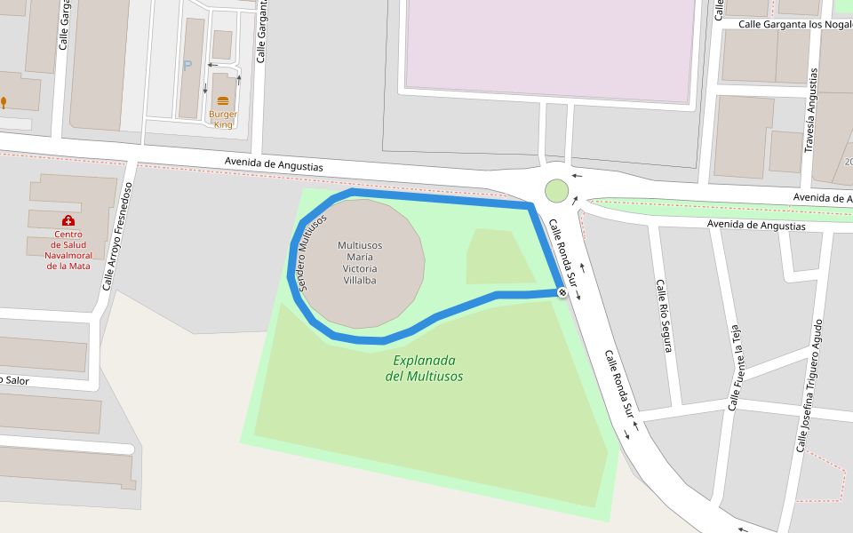Sendero Multiusos walking route map in Navalmoral de la Mata