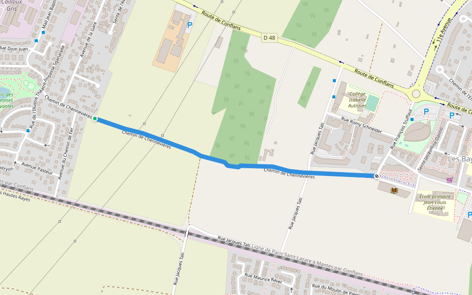 Chemin de Chennevières walking route map in Herblay-sur-Seine