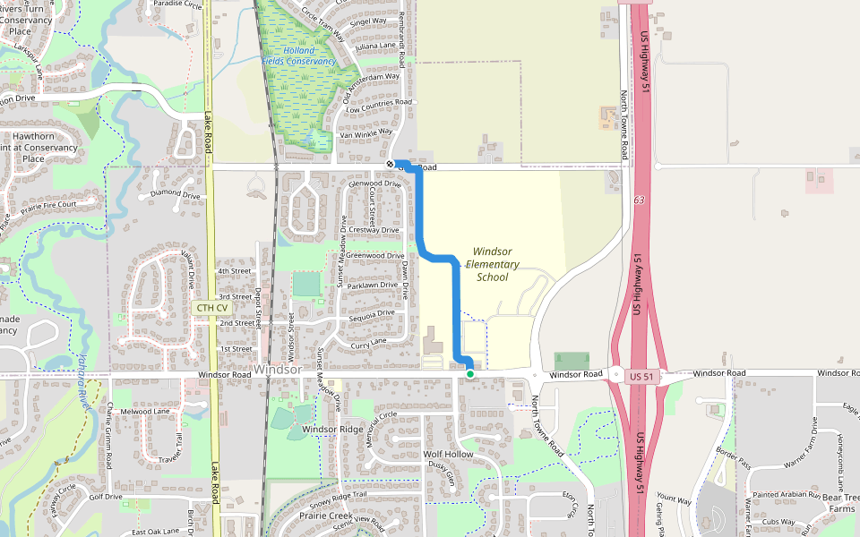 Zingg Way walking route map in Windsor