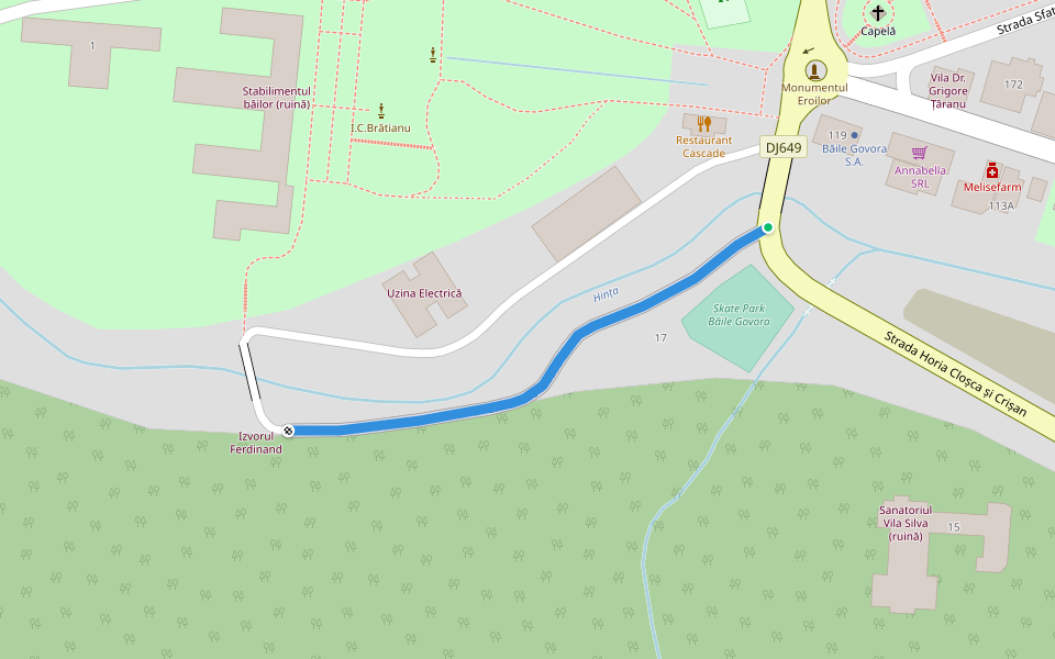 Drum acces Izvorul Ferdinand walking route map in Prajila