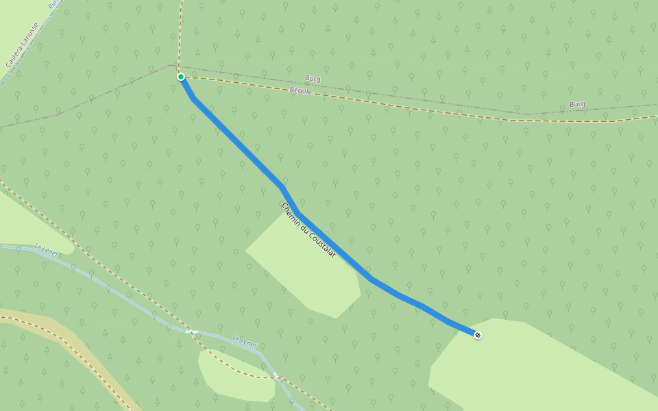 Chemin du Coustalat walking route map in Castéra-Lanusse