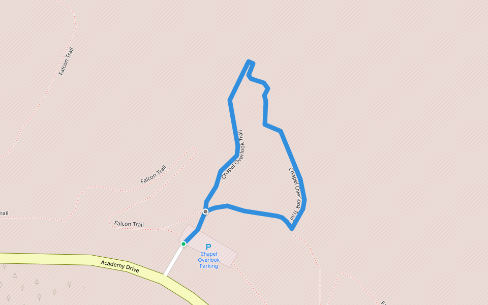 Chapel Overlook Trail walking route map in Air Force Academy