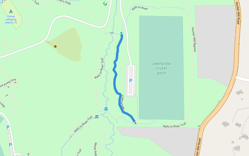 Cliff Hanger walking route map in Reston