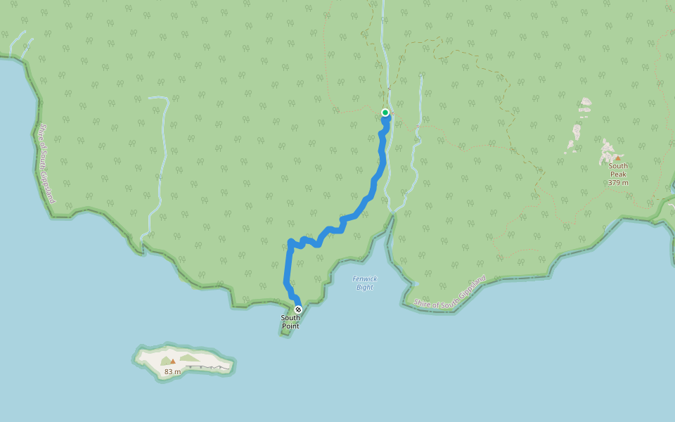 South Point Path walking route map in Wilsons Promontory