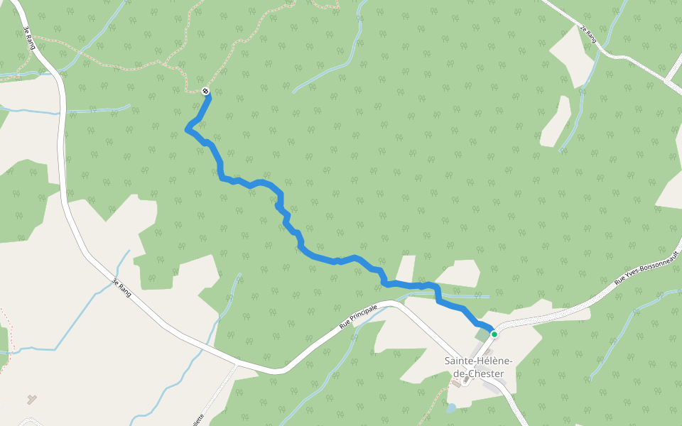 Sentier du Coyote walking route map in Sainte-Hélène-de-Chester