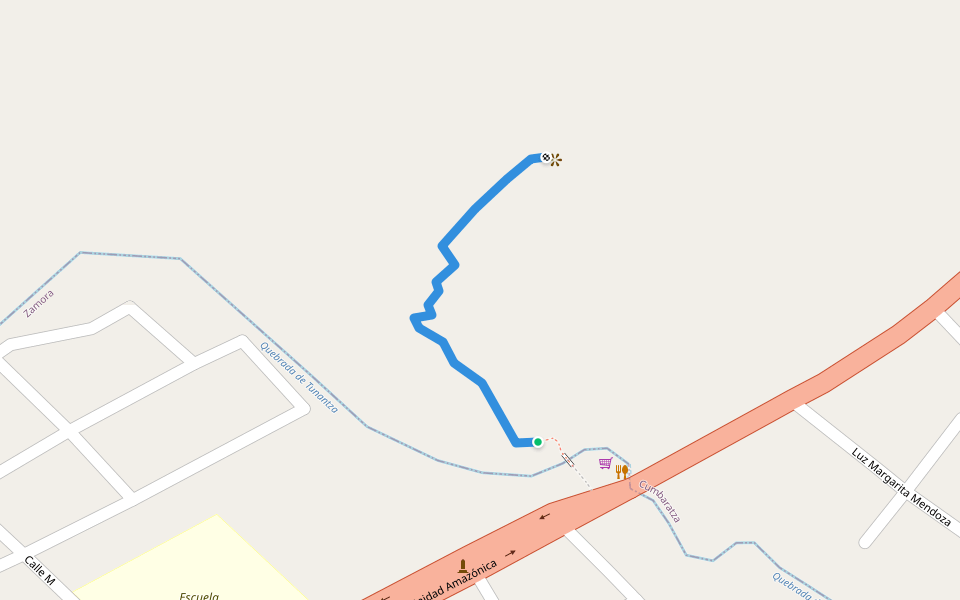 Chemin vers mirador walking route map in Zumba