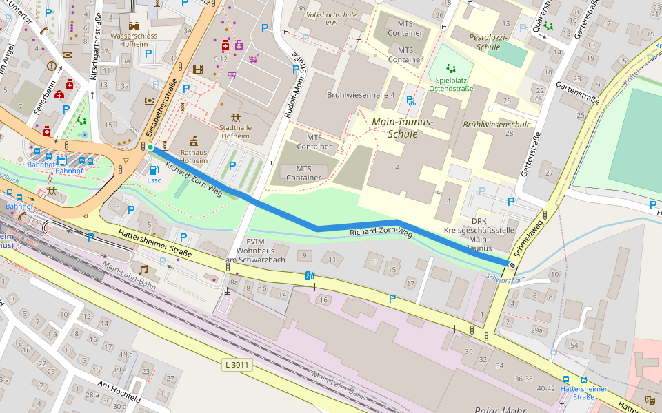 Richard-Zorn-Weg walking route map in Hofheim am Taunus