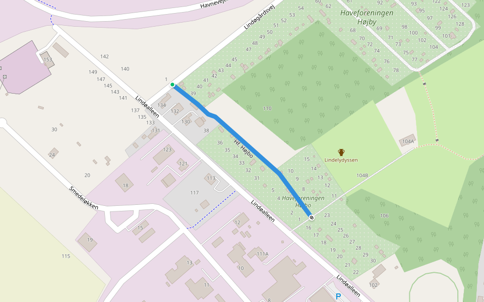 Hf. Højbo walking route map in Munkebo