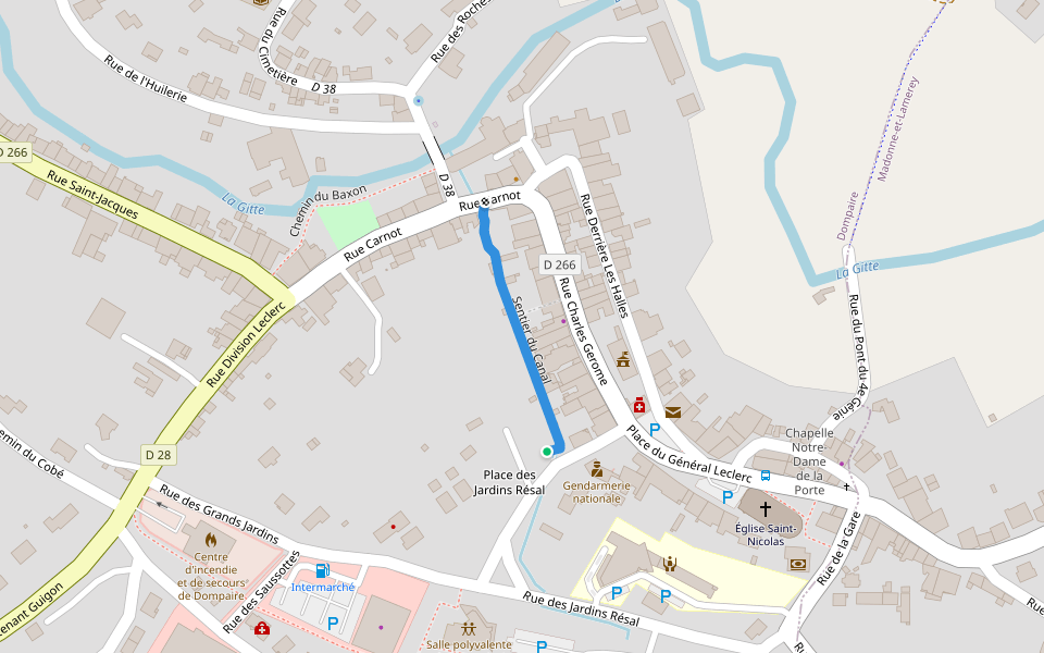 Sentier du Canal walking route map in Dompaire