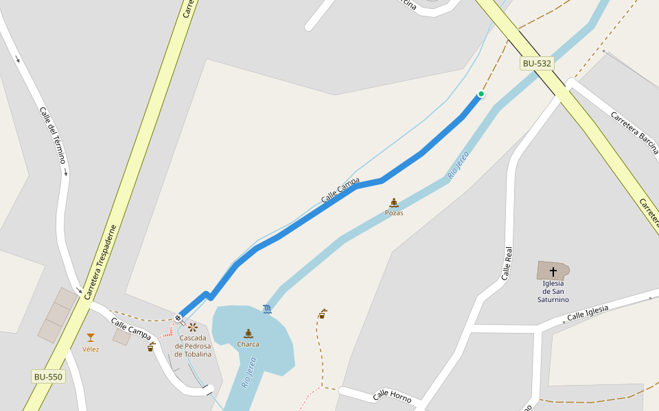 Calle Campa walking route map in Pedrosa de Tobalina