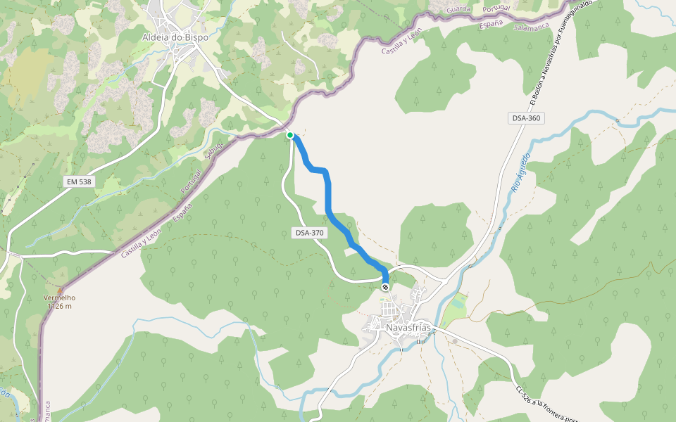 Camino de Aldeia do Obispo de Abajo walking route map in Castelo Melhor