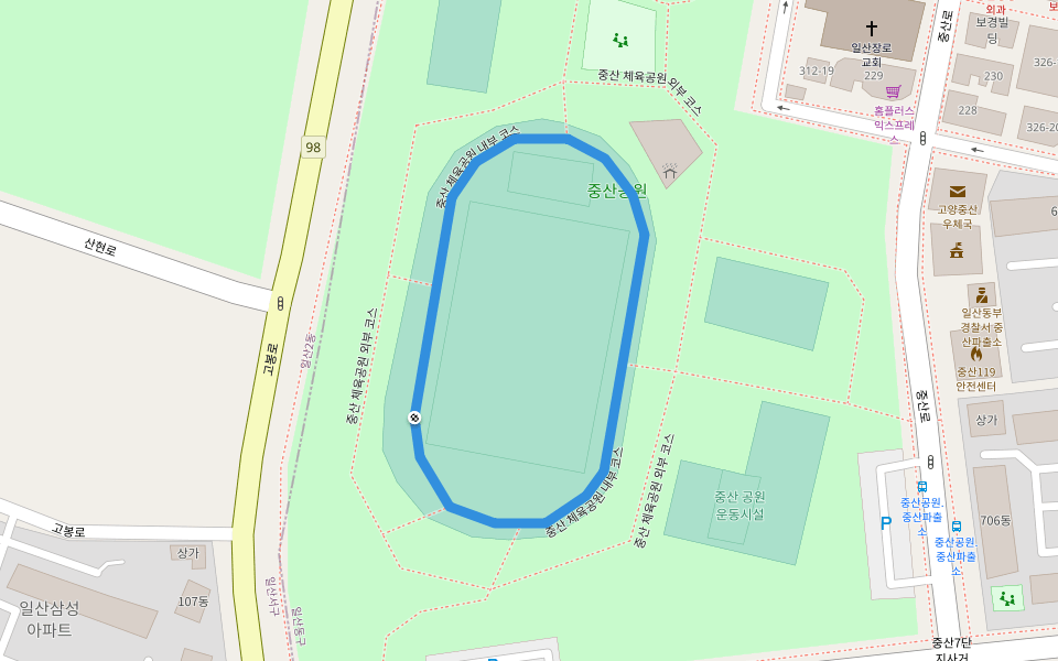 중산 체육공원 내부 코스