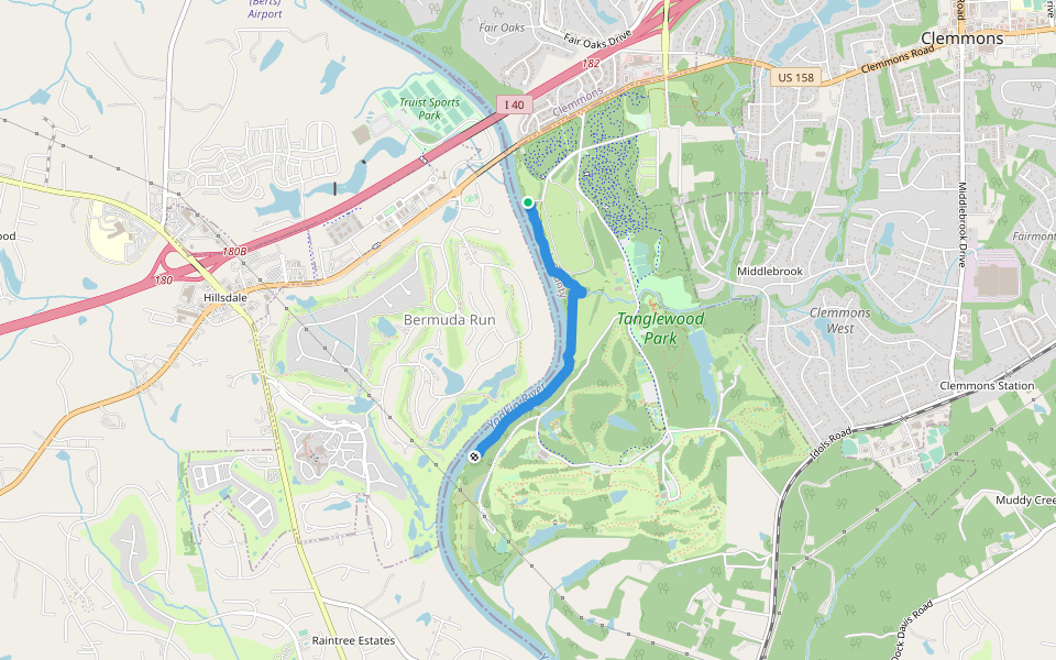 River Trail walking route map in Clemmons