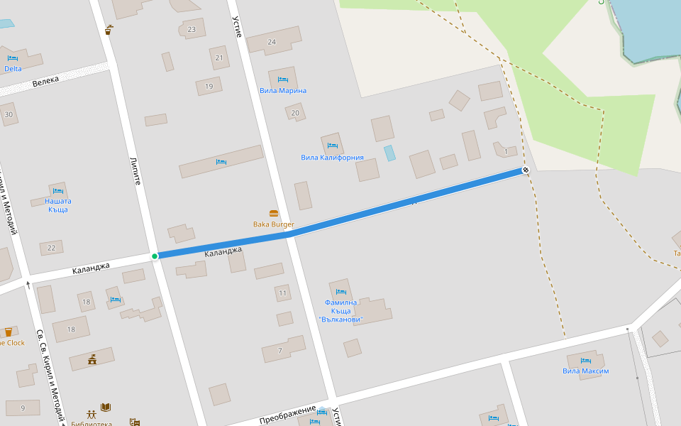 Каланджа walking route map in Sinemorets