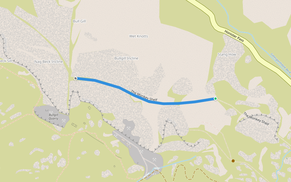 The Monkey Shelf walking route map in Seatoller