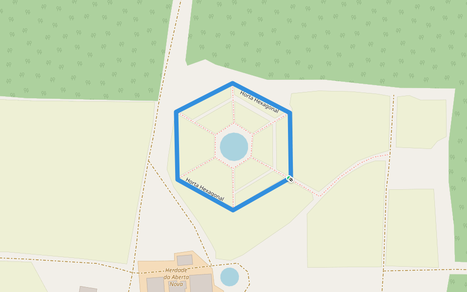 Horta Hexagonal walking route map in Melides