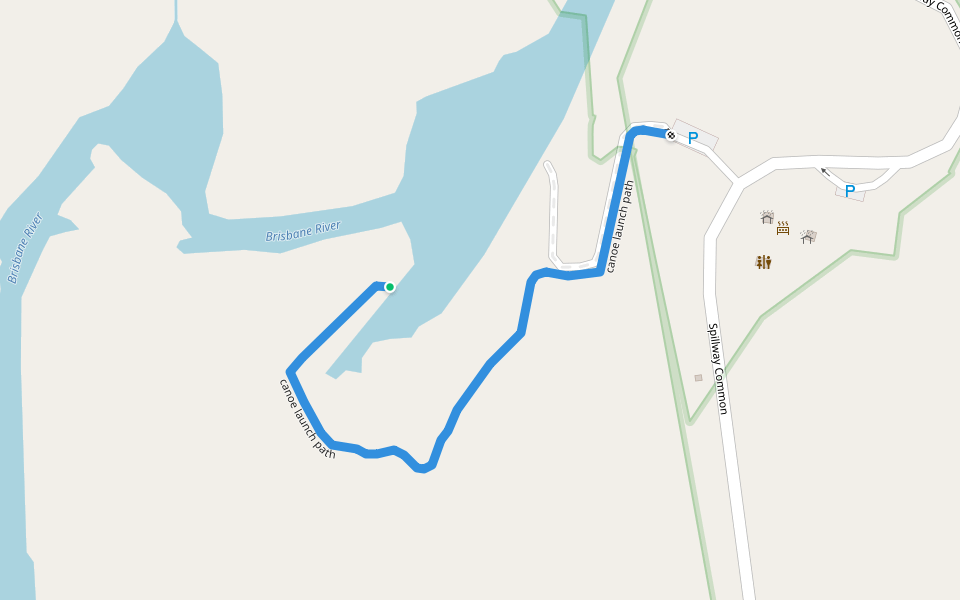 canoe launch path walking route map in Lake Wivenhoe