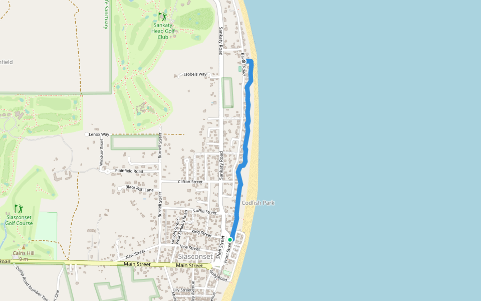 Sconset Foot Path walking route map in Siasconset