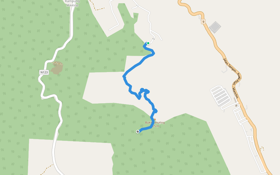 Senaling Trail walking route map in Kuala Pilah