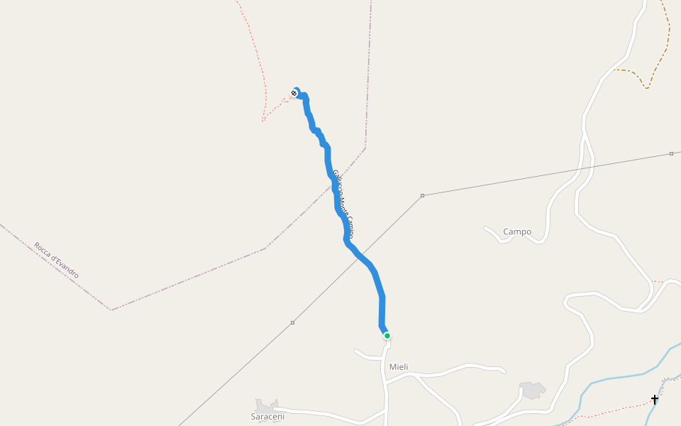 Galluccio-Monte Camino walking route map in Mieli